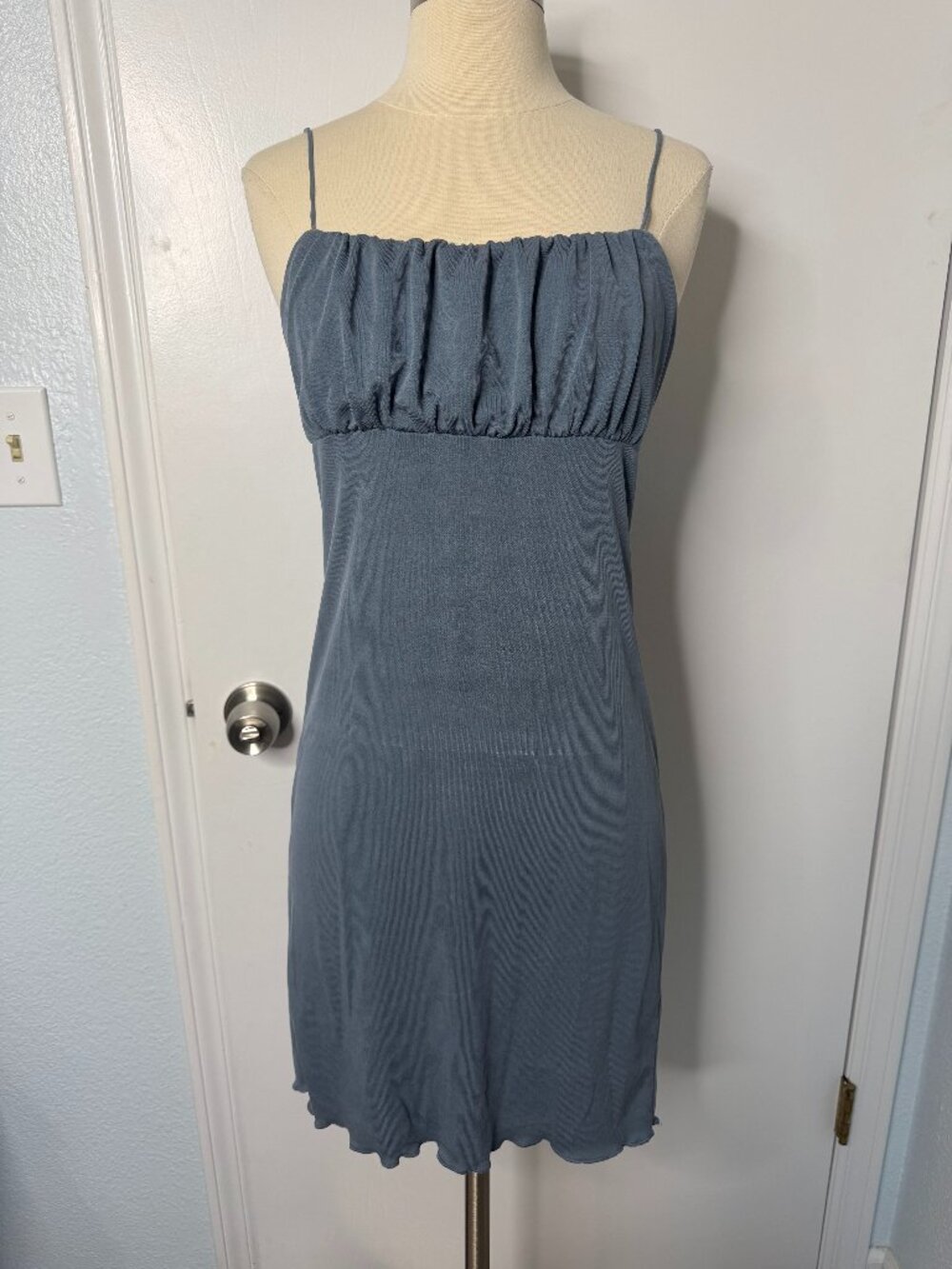 Love Tree Blue Gray Modal Ruched Cami Mini Dress Size Large